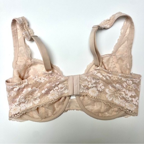 Victoria’s Secret Body By Victoria Unlined Demi Bra Floral Lace Beige 38DDD - Picture 3 of 8